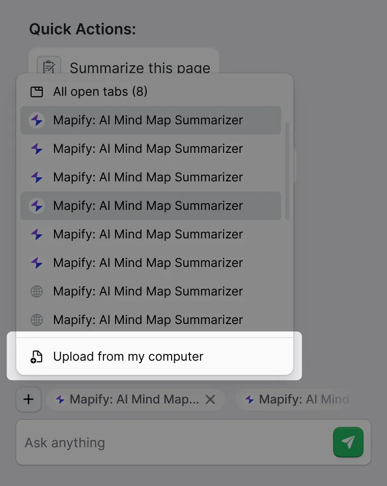 NativeMind image upload and analysis interface