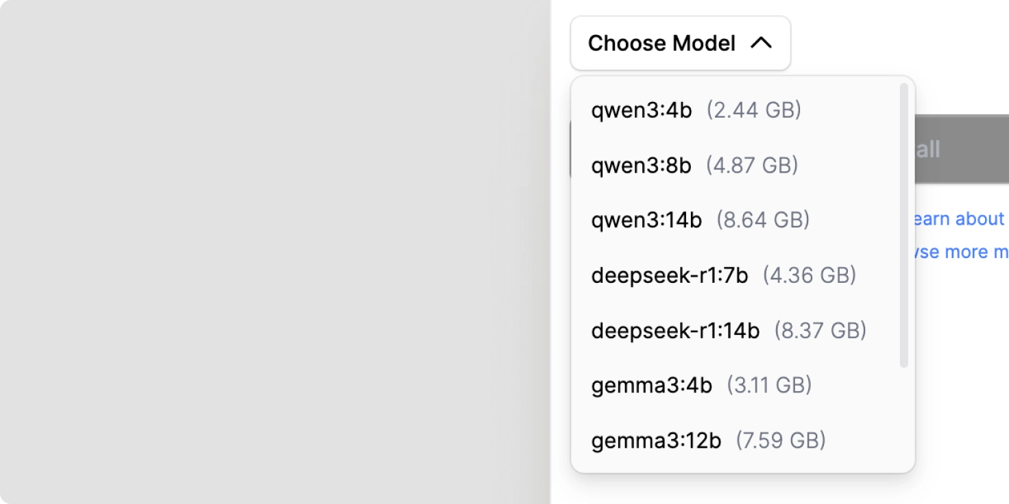 Model Selection Interface