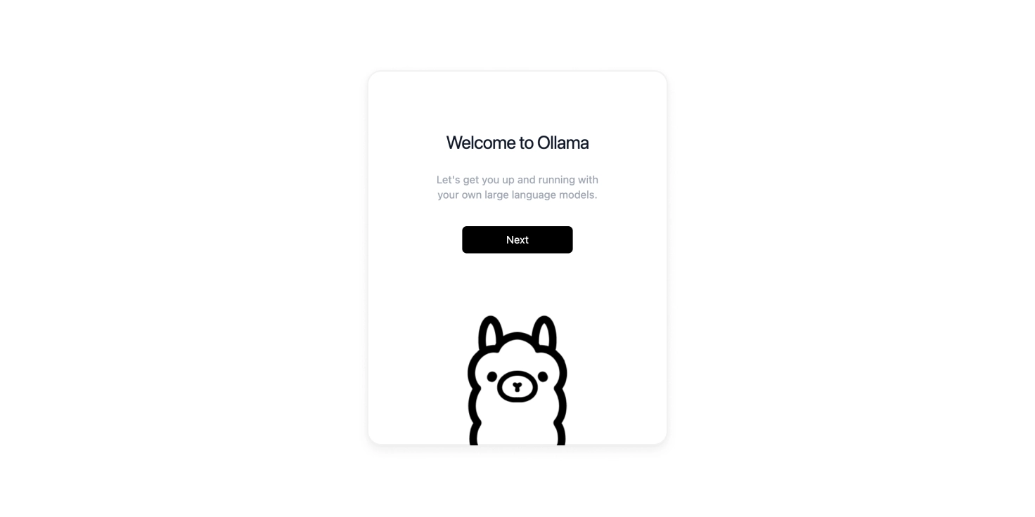 Ollama Welcome Screen