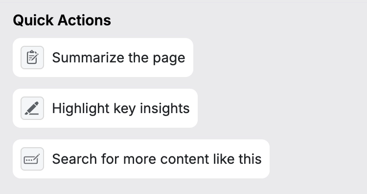 NativeMind Quick Actions interface
